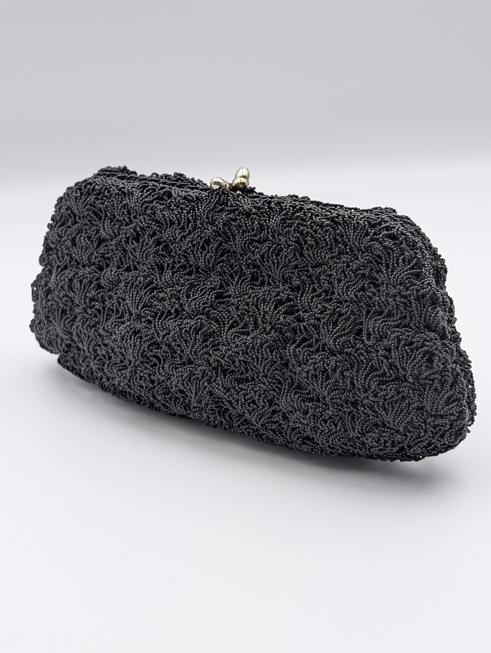 Mid Century Atrtel Mfg Black Micro Beaded Evening Clutch - Elegant Women's Bag
